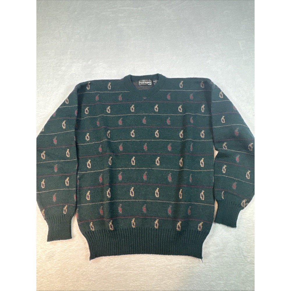 Vintage Peter‎ England Green Wool Blend Sweater Cosby Grandpa Medium